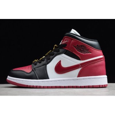 Nike Air Jordan 1 Mid Siyah / Kırmızı Basketbol Ayakkabısı Türkiye - A6F9C6UP